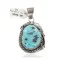 Certified Authentic .925 Sterling Silver Handmade Navajo Natural Turquoise Native American Pendant 14993