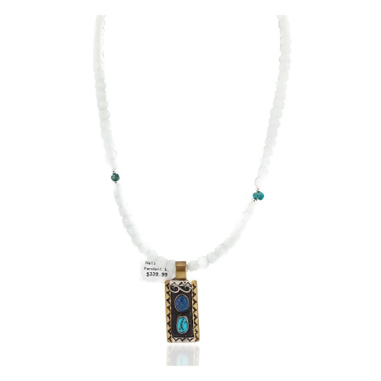12kt Gold Filled and .925 Sterling Silver Handmade Certified Authentic Navajo Natural Turquoise Lapis Quartz Native American Necklace 15362-750234-2 12kt Gold Filled and .925 Sterling Silver Handmade Certified Authentic Navajo Natural Turquoise Lapis Quartz Native American Necklace 15362-750234-2