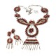 Large Petit Point Handmade Certified Authentic Signed by JL Zuni .925 Sterling Silver Natural Spiny Oyster Native American Necklace and Earrings Set 15752-17712
