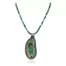 Large Handmade Navajo .925 Sterling Silver Turquoise Native American Necklace 15753