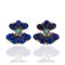 Handmade Certified Authentic Petit Point Zuni .925 Sterling Silver Natural Turquoise and Lapis Stud Native American Earrings 15823