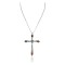 .925 Sterling Silver Handmade Cross Certified Authentic Signed Navajo Coral Natural Turquoise Tigers Eye Black Onyx Malachite Native American Necklace 15836