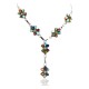 Petit Point Handmade Certified Authentic Zuni .925 Sterling Silver Multicolor Stones and Turquoise Native American Necklace 15903