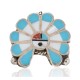Certified Authentic Handmade Navajo .925 Sterling Silver Coral Natural Turquoise Mother of Pearl Native American Pin and Pendant 16036