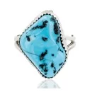 Handmade Navajo .925 Sterling Silver Natural Turquoise Native American Ring 16425