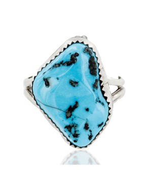 Handmade Certified Authentic Navajo .925 Sterling Silver Natural Turquoise Native American Ring  16425
