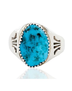 Handmade Certified Authentic Navajo .925 Sterling Silver Natural Turquoise Native American Ring  16428