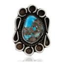 Handmade Flower Navajo .925 Sterling Silver Natural Turquoise Native American Ring 16504