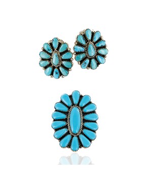 Certified Authentic Navajo .925 Sterling Silver Turquoise Set Native American Earrings 16582-17663