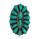 Zuni .925 Sterling Silver Certified Authentic Handmade Signed Petit Point Natural Turquoise Native American Ring 16696