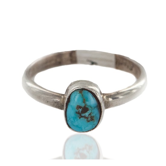 Certified Authentic 925 Sterling Silver Handmade Navajo Natural Turquoise Native American Ring 16803-000 Certified Authentic 925 Sterling Silver Handmade Navajo Natural Turquoise Native American Ring 16803-000