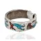 Navajo Native American Chip Turquoise and Chip Coral Sterling Silver Ring
