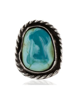 925 Sterling Silver Handmade Certified Authentic Navajo Natural Turquoise Native American Ring  16935