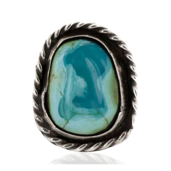 925 Sterling Silver Handmade Certified Authentic Navajo Natural Turquoise Native American Ring  16935