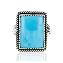 Handmade Navajo .925 Sterling Silver Natural Turquoise Native American Ring 16945