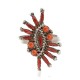 Handmade Certified Authentic Zuni .925 Sterling Silver Coral Native American Ring 16984-2 Handmade Certified Authentic Zuni .925 Sterling Silver Coral Native American Ring 16984-2