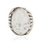 .925 Sterling Silver Handmade Certified Authentic Signed Navajo Natural White Buffalo Native American Ring  17004