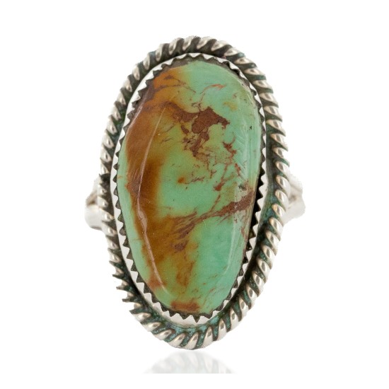 .925 Sterling Silver Handmade Certified Authentic Navajo Natural Turquoise Native American Ring  17006-2