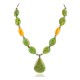 .925 Sterling Silver Certified Authentic Navajo Composite Gaspeite and Synthetic Amber Native American Necklace 17077