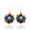 Certified Authentic Handmade Navajo Signed .925 Sterling Silver Dangle Native American Earrings Natural Multicolor Stones 17651