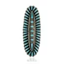 Handmade Petit Point Zuni Signed by AVN .925 Sterling Silver Natural Turquoise Native American Ring 17904