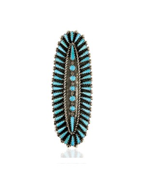 Handmade Certified Authentic Petit Point Zuni Signed by AVN .925 Sterling Silver Natural Turquoise Native American Ring  17904