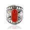 Handmade Certified Authentic Navajo .925 Sterling Silver Coral Native American Ring  17906
