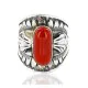 Handmade Navajo .925 Sterling Silver Coral Native American Ring 17906 Handmade Navajo .925 Sterling Silver Coral Native American Ring 17906