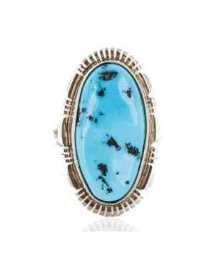 Handmade Certified Authentic Signed .925 Sterling Silver Natural Turquoise Native American Ring  17922