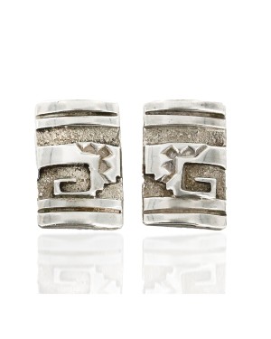 Rare Certified Authentic Handmade Navajo .925 Sterling Silver Clip Native American Earrings 1 17938-1