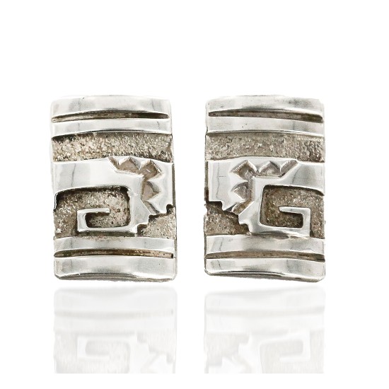 Rare Certified Authentic Handmade Navajo .925 Sterling Silver Clip Native American Earrings 1 17938-1