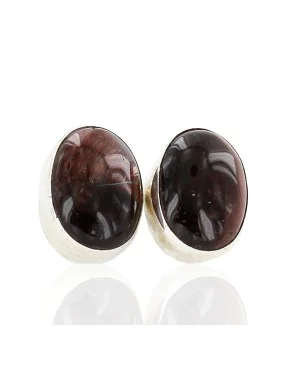 .925 Sterling Silver Handmade Navajo Tigers Eye Native American Earrings 18008