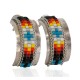 Large Certified Authentic Handmade Navajo .925 Sterling Silver Beaded Multicolor Stud Native American Earrings 18101-1
