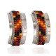 Large Certified Authentic Handmade Navajo .925 Sterling Silver Beaded Multicolor Stud Native American Earrings 18101-2