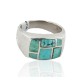 Handmade Inlay Navajo .925 Sterling Silver Certified Authentic Natural Turquoise Native American Ring 18149