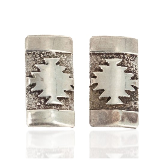 .925 Sterling Silver Handmade Certified Authentic Navajo Native American Earrings 18177-2