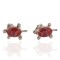 Handmade Certified Authentic Turtle .925 Sterling Silver Coral Native American Stud Earrings 18185-2
