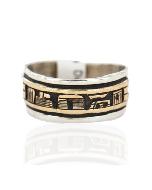 12k Gold Filled .925 Sterling Silver Certified Authentic Hopi Story Teller Native American Ring  18307