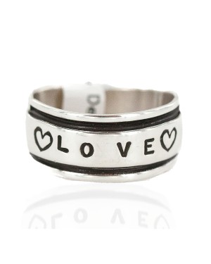.925 Sterling Silver Certified Authentic Hopi Love Native American Ring  18308-1