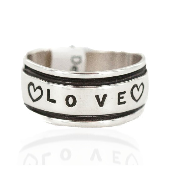 .925 Sterling Silver Certified Authentic Hopi Love Native American Ring  18308-1