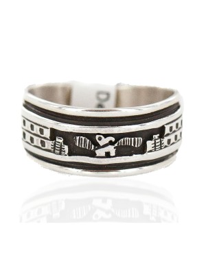 .925 Sterling Silver Certified Authentic Hopi Native American Ring Size 7 1/2 18309