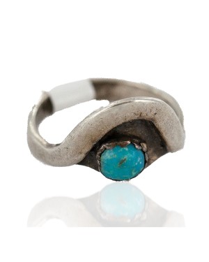 Handmade Certified Authentic Navajo .925 Sterling Silver Natural Turquoise Native American Ring 193-1