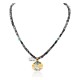 12kt Gold Filled and .925 Sterling Silver Wolf Handmade Certified Authentic Navajo Natural Turquoise and Snowflake Stone Native American Necklace 24124-2-7501003