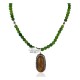 .925 Sterling Silver Handmade Certified Authentic Navajo Tigers Eye and Quartz Native American Necklace 24125-16076-6