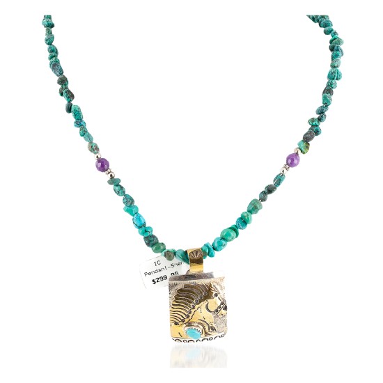 12kt Gold Filled and .925 Sterling Silver Handmade Horse Certified Authentic Navajo Turquoise Quartz Native American Necklace 24149-5-15851 12kt Gold Filled and .925 Sterling Silver Handmade Horse Certified Authentic Navajo Turquoise Quartz Native American Necklace 24149-5-15851