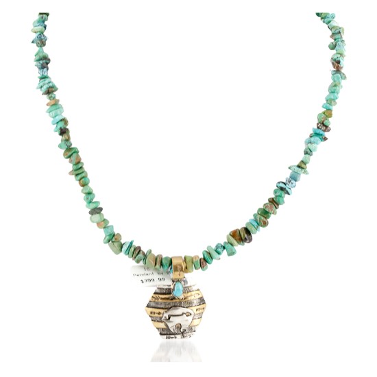 12kt Gold Filled .925 Sterling Silver Bear Handmade Certified Authentic Navajo Natural Turquoise Native American Necklace 24154-11-15781 12kt Gold Filled .925 Sterling Silver Bear Handmade Certified Authentic Navajo Natural Turquoise Native American Necklace 24154-11-15781