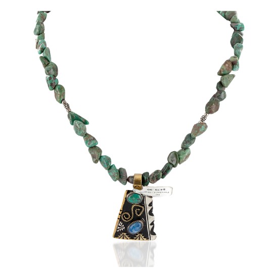 12kt Gold Filled .925 Sterling Silver Handmade Certified Authentic Navajo Natural Turquoise Lapis Native American Necklace 24170-1-102248 12kt Gold Filled .925 Sterling Silver Handmade Certified Authentic Navajo Natural Turquoise Lapis Native American Necklace 24170-1-102248
