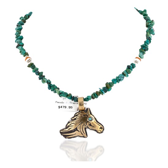 Certified Authentic 12kt Gold Filled and .925 Sterling Silver Horse Head Handmade Natural Turquoise Native American Necklace 24170-16075-3 Certified Authentic 12kt Gold Filled and .925 Sterling Silver Horse Head Handmade Natural Turquoise Native American Necklace 24170-16075-3