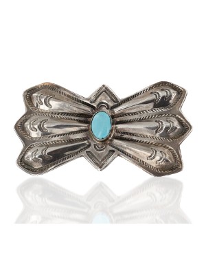 Certified Authentic Signed Navajo .925 Sterling Silver Natural Turquoise Native American Pin and Pendant 2421