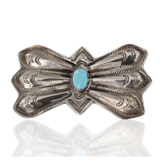 Certified Authentic Signed Navajo .925 Sterling Silver Natural Turquoise Native American Pin and Pendant 2421